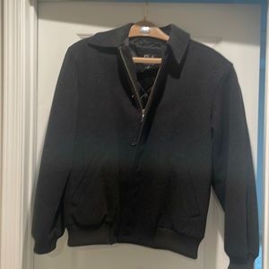 Wool blend charcoal bomber jacket from Joseph Banks. Size small